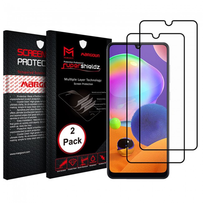 Samsung Galaxy A31 9D Tempered Glass 2-Pack Super Shieldz Margoun- Black Frame