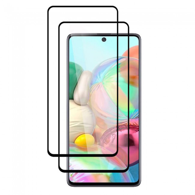 2Pack Galaxy A71 3D -Tempered Glass Super Shieldz Margoun- Black Frame