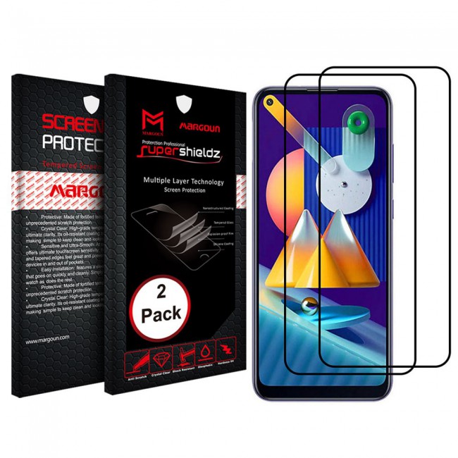Samsung Galaxy M11 9D Tempered Glass 2-Pack Super Shieldz Margoun- Black Frame