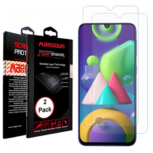 Samsung Galaxy M21 Tempered Glass 2 Pack Super Shieldz by Margoun - Clear