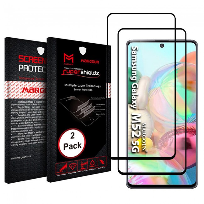 2Pack Samsung Galaxy M52 5G Glass 3D Tempered Screen Protector Super Shieldz by Margoun
