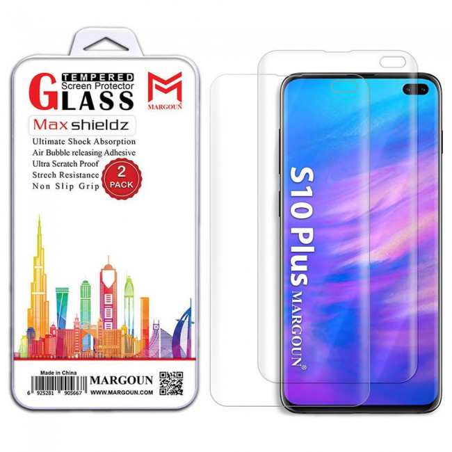 Samsung Galaxy S10 Plus Tempered Screen Protector Max Shieldz by Margoun 2-Pack - Clear