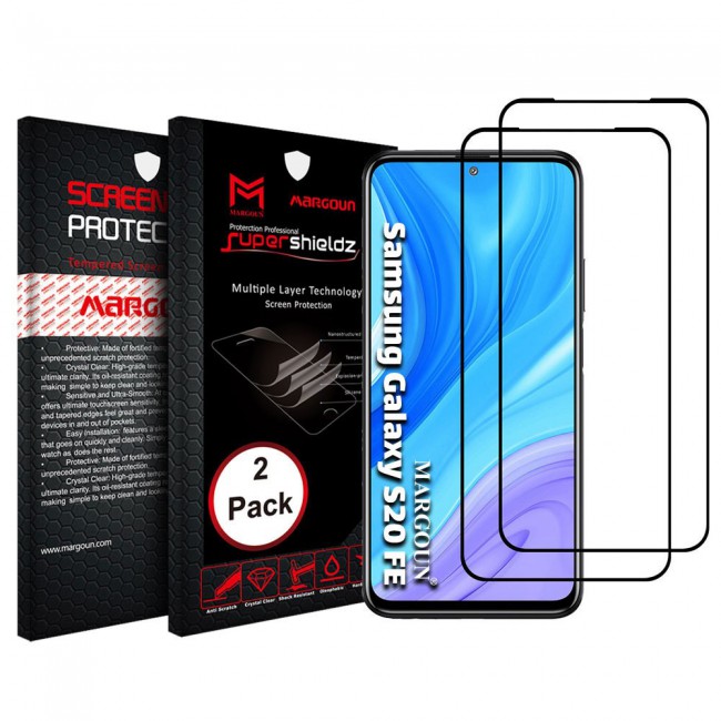 Samsung Galaxy S20 FE and S20 FE 5G 2-Pack 3D Screen Protector Super Shieldz by Margoun - Black Edge