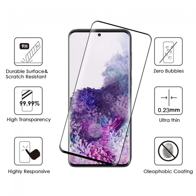Samsung Galaxy S21 Ultra 5G Glass 3D Tempered Screen Protector Grand Shieldz by Margoun - Black Edge
