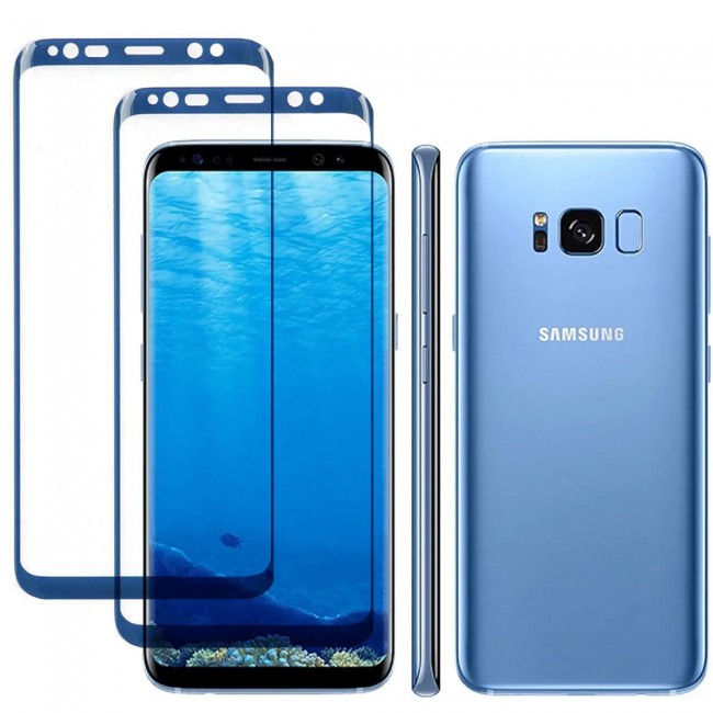 Samsung Galaxy S8 3D Curved Screen Protector 2Pack Super Shieldz by Margoun - Blue