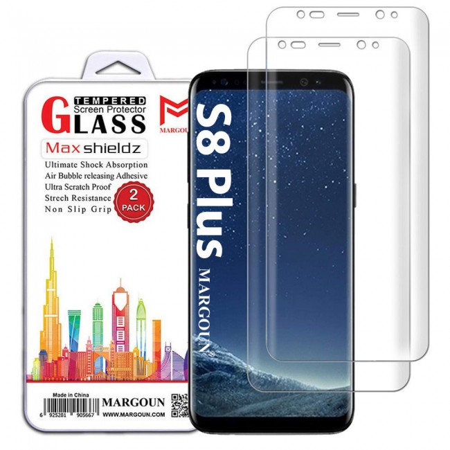 Samsung Galaxy S8 Plus Soft Curved Pet Screen Protector 2Pack Max Shieldz by Margoun - Clear