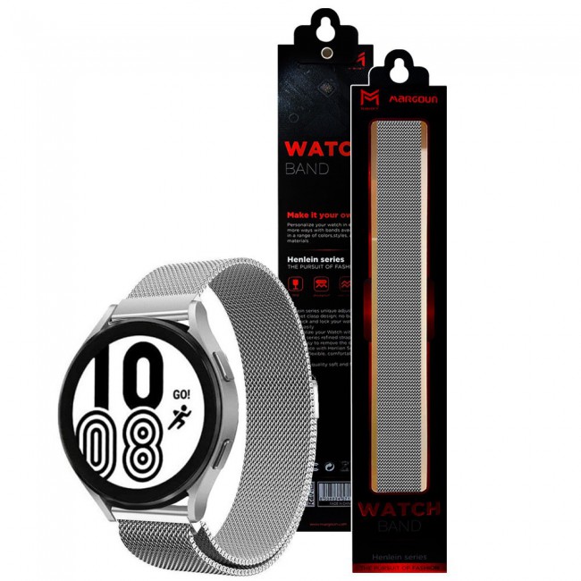 Samsung Galaxy Watch 4 20mm Milanese Band 40-44mm  Henlein Series by Margoun - Silver
