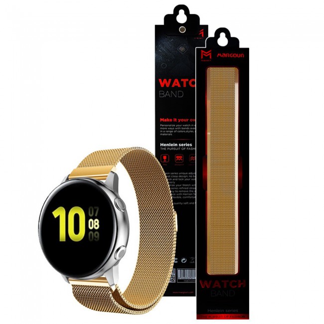 Samsung Galaxy Watch Active and Active 2 40-44mm Milanese Band 20mm Henlein Series by Margoun - Gold