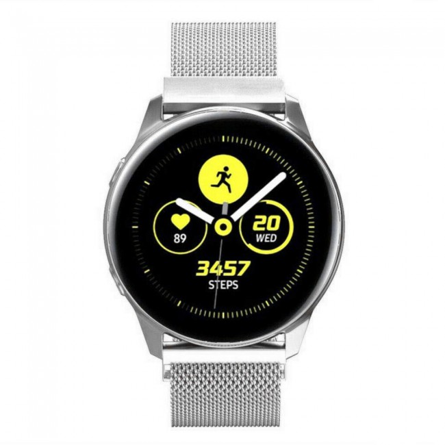 Samsung Galaxy Watch Active and Active 2 40-44mm Milanese Band 20mm Henlein Series by Margoun - Silver