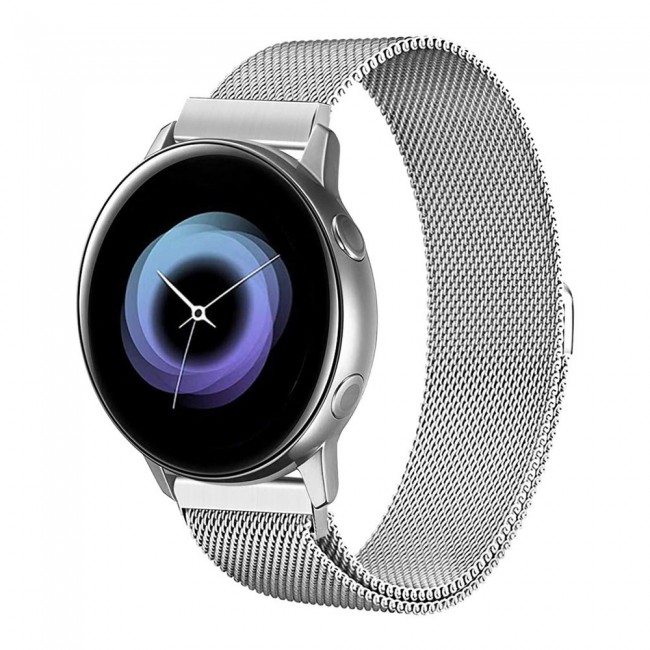 Samsung Galaxy Watch Active and Active 2 40-44mm Milanese Band 20mm Henlein Series by Margoun - Silver