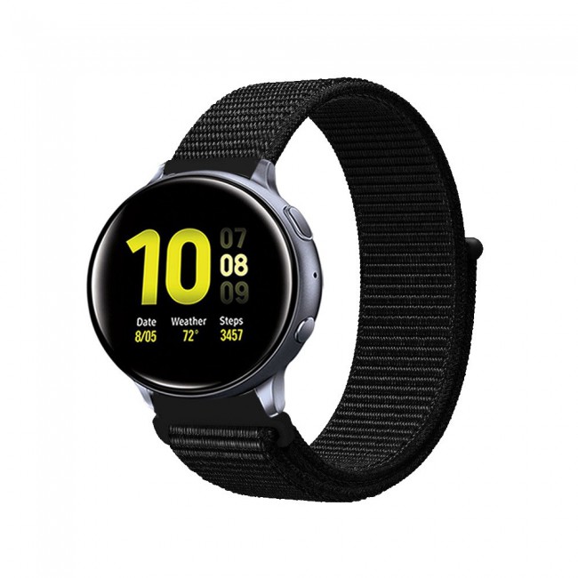 Samsung Galaxy Watch Active and Active 2 40-44mm Nylon Sport Loop Band 20mm - Black