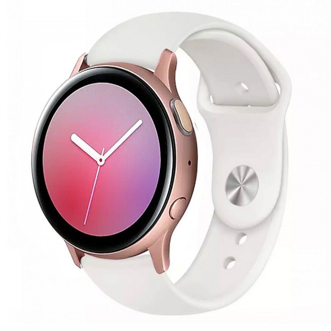 Samsung Galaxy Watch Active and Active 2 Soft Silicone 40-44 Band 20mm Henlein Series by Margoun - White