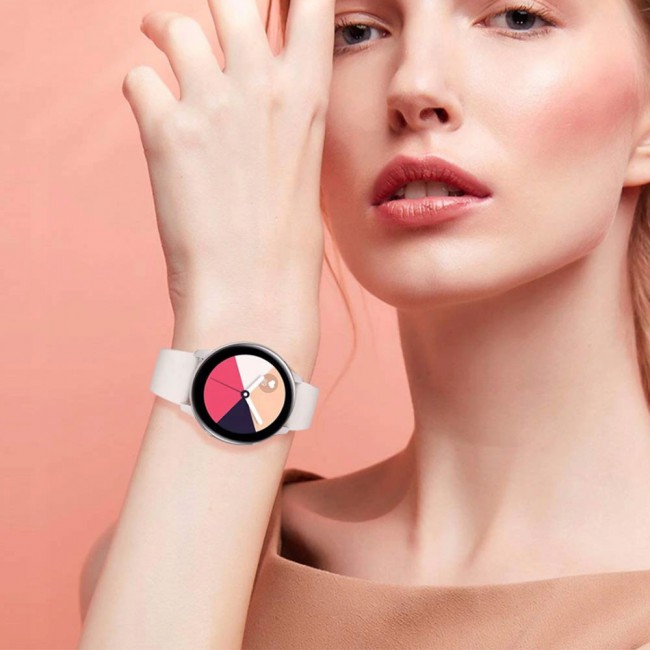 Samsung Galaxy Watch Active and Active 2 Soft Silicone 40-44 Band 20mm Henlein Series by Margoun - White