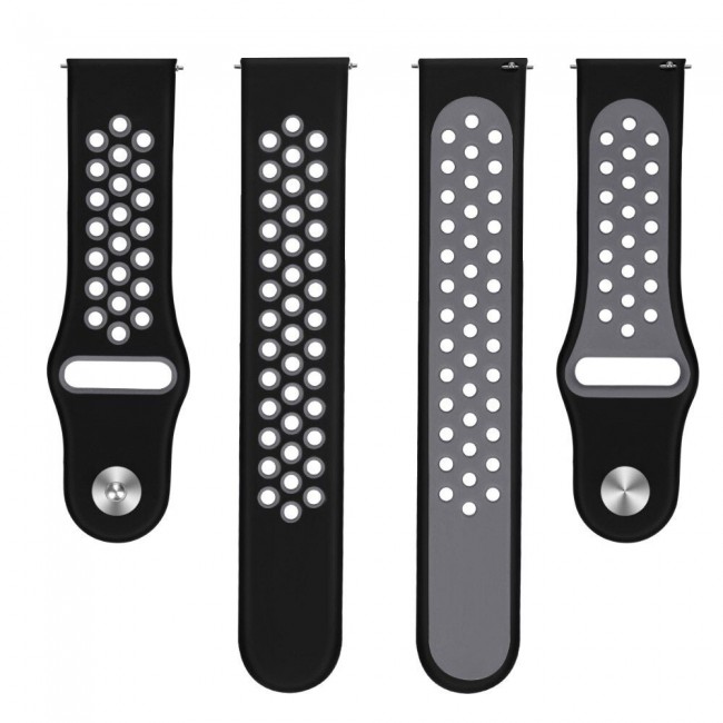 20mm Silicone Nike Design Band for Galaxy Watch Active and Active 2 40-44mm Henlein Series by Margoun - Black Grey