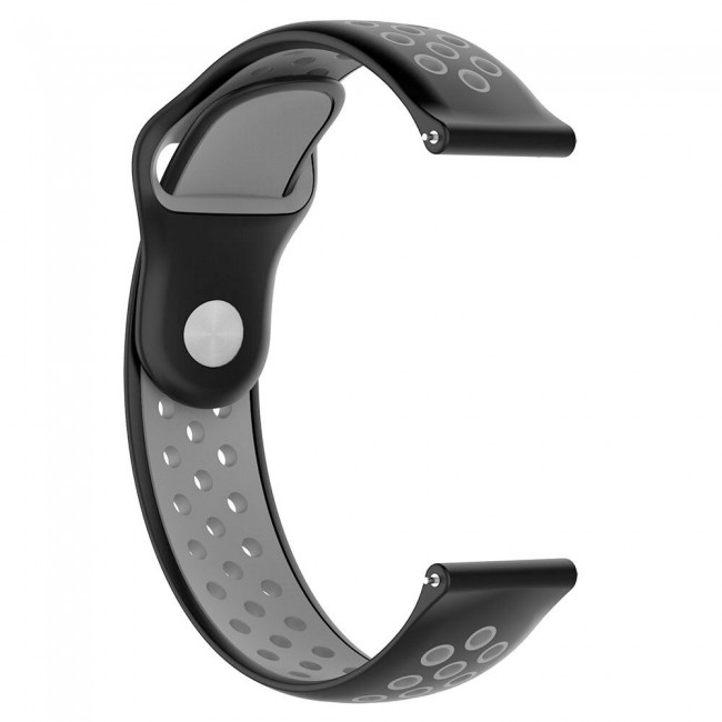 20mm Silicone Nike Design Band for Galaxy Watch Active and Active 2 40-44mm Henlein Series by Margoun - Black Grey