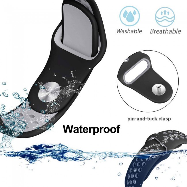 20mm Silicone Nike Design Band for Galaxy Watch Active and Active 2 40-44mm Henlein Series by Margoun - Black Grey