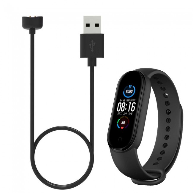 Silicone Band and USB Charger Cable Adapter for Xiaomi Mi Band 5 - M01-M05
