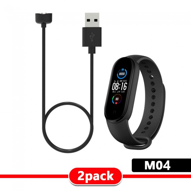 Silicone Band and USB Charger Cable Adapter for Xiaomi Mi Band 5 - M01-M05