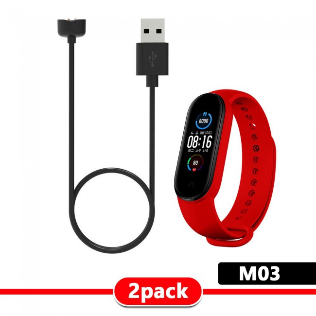Silicone Band and USB Charger Cable Adapter for Xiaomi Mi Band 5 - ALL Colors