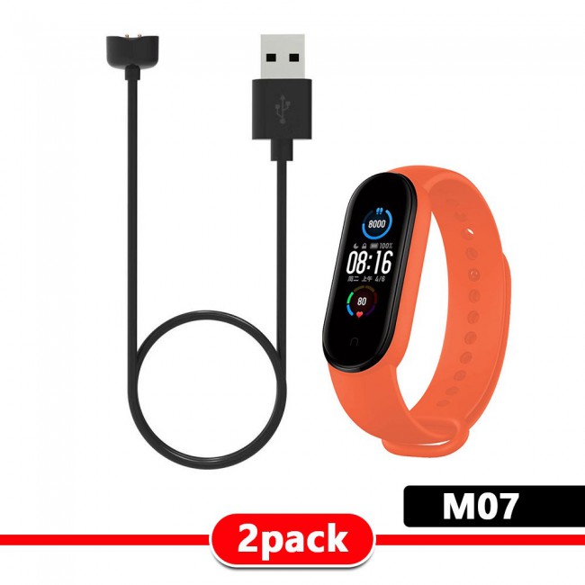 Silicone Band and USB Charger Cable Adapter for Xiaomi Mi Band 5 - ALL Colors
