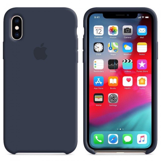 Silicone Protective Case Cover for Apple iPhone X and XS - Midnight Blue