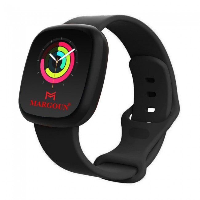 Silicone Rubber Infinity Band for Fitbit Versa 3 Medium-Long Length 230mm Henlein Series by Margoun - Black
