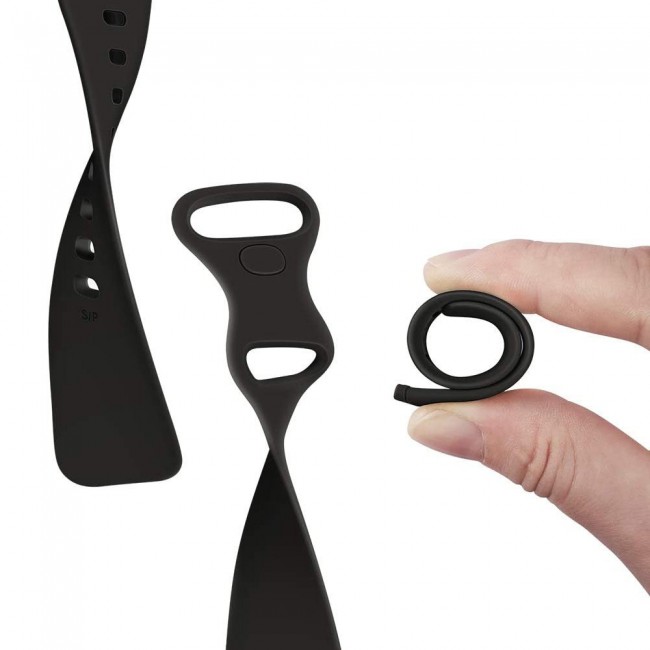 Silicone Rubber Infinity Band for Fitbit Versa 3 Medium-Long Length 230mm Henlein Series by Margoun - Black
