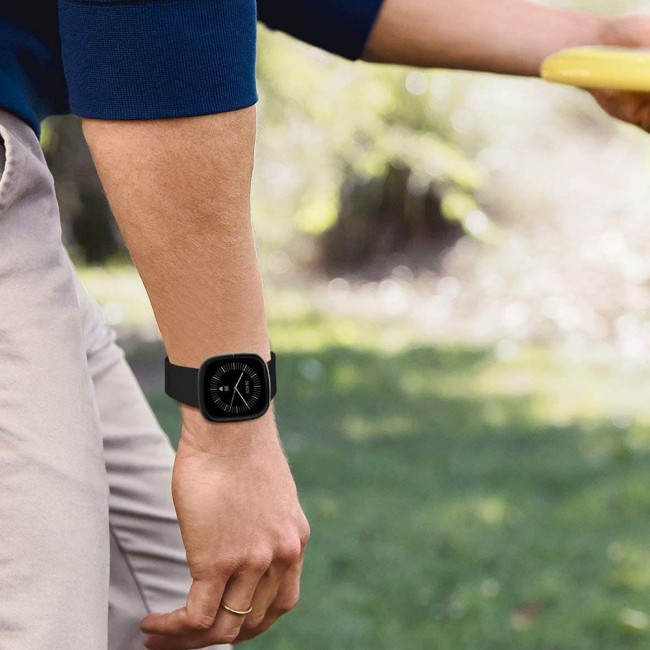 Silicone Rubber Infinity Band for Fitbit Versa 3 Medium-Long Length 230mm Henlein Series by Margoun - Black
