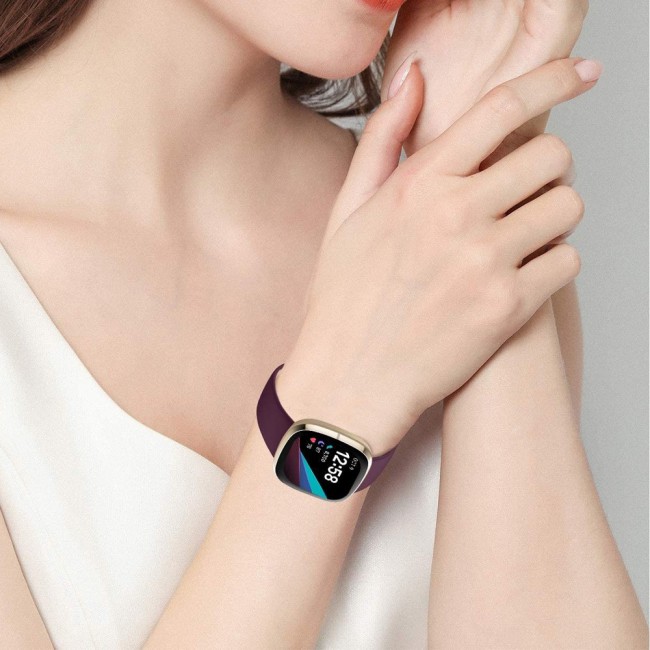 2Pack Silicone Rubber Infinity Band for Fitbit Versa 3 Medium-Long Length 230mm Henlein Series by Margoun - Purple Black