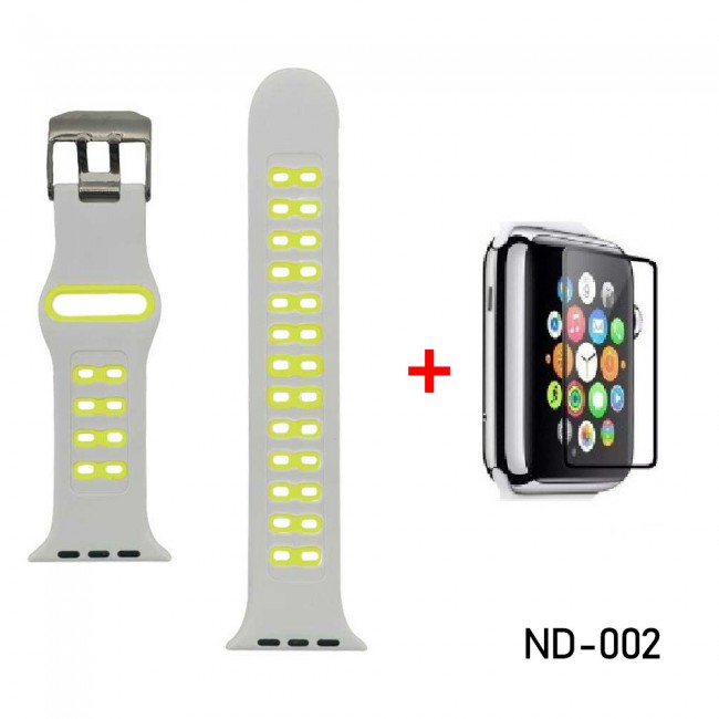 Silicone Sport Band for Apple Watch Band 42mm 44mm Nike design , Replacement Strap Band for iWatch Series 1 2 3 4 with glass screen protector 42mm