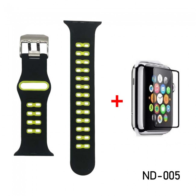 Silicone Sport Band for Apple Watch Band 42mm 44mm Nike design , Replacement Strap Band for iWatch Series 1 2 3 4 with glass screen protector 42mm