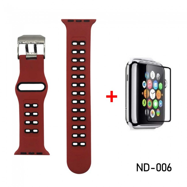 Silicone Sport Band for Apple Watch Band 42mm 44mm Nike design , Replacement Strap Band for iWatch Series 1 2 3 4 with glass screen protector 42mm
