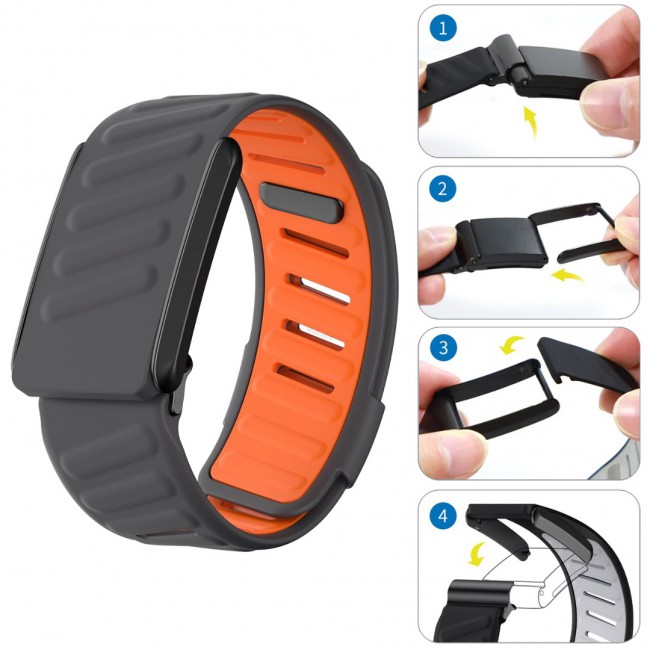 MARGOUN Sport Band for Whoop 4.0, Breathable Adjustable Wristband, Water Proof, Replacement Strap, Soft, Comfort, Durability, Easy to Use - Grey Orange
