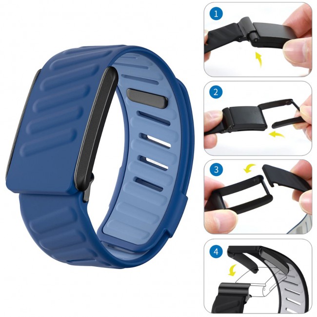 MARGOUN Silicone Sports Band Strap Compatible with Whoop 5.0 /MG,One, Peak &amp; Life Devices, ECG Compatiblity, for Men Women, Breathable Adjustable Waterproof Replacement Wristband - Blue