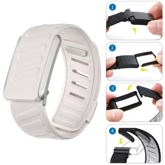 MARGOUN Silicone Sports Band Strap Compatible with Whoop 5.0 /MG,One, Peak &amp; Life Devices, ECG Compatiblity, for Men Women, Breathable Adjustable Waterproof Replacement Wristband - Starlight