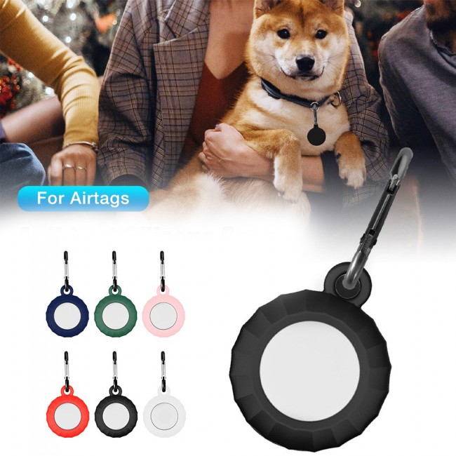 Margoun Smart Silicone Cover with Key Chain for Apple AirTag - Black