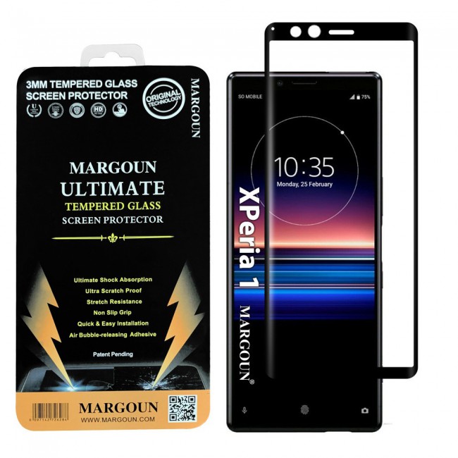 Sony Xperia 1 Glass 3D Tempered Screen Protector Ultimate by Margoun - Black Edge