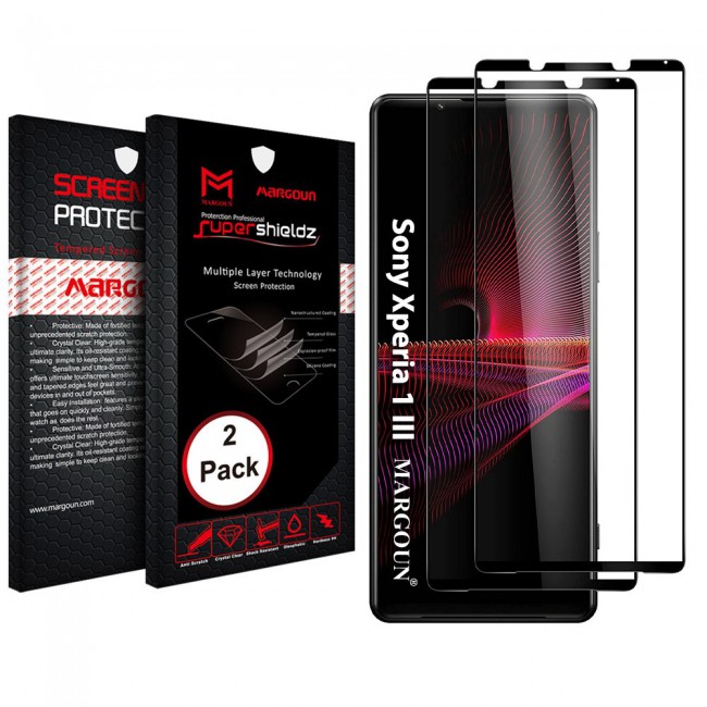 Sony Xperia 1 iii Side Black 3D Screen Protector Super Shieldz by Margoun - 2-Pack