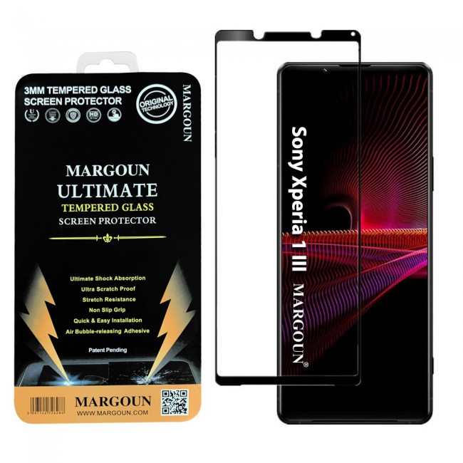 Sony Xperia 1 iii Glass 3D Tempered Screen Protector Ultimate by Margoun - Side Black