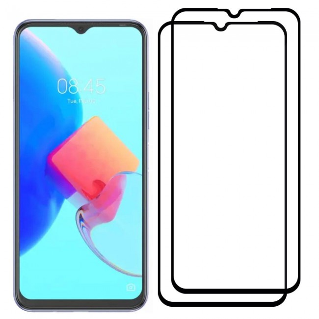 MARGOUN 2 Pack Tecno Spark 8C 4G Screen Protector Tempered Glass Full Glue Black side