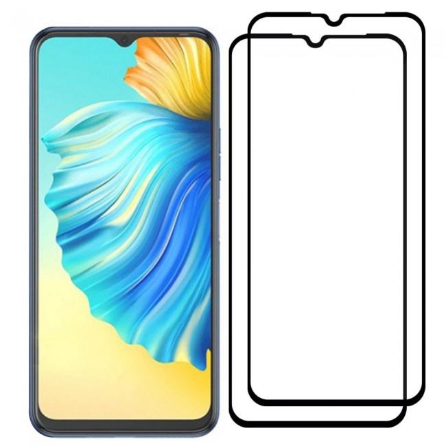 MARGOUN 2 Pack Tecno Spark 8P 4G Screen Protector Tempered Glass Full Glue Black side
