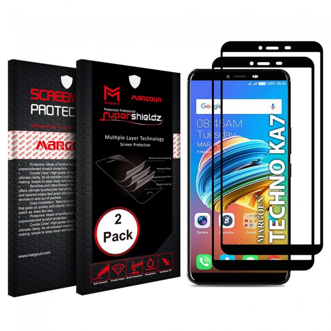 Tecno Spark 2 K7 2Pack Full Glue 3D Tempered Glass Screen Protector Super Shieldz Margoun