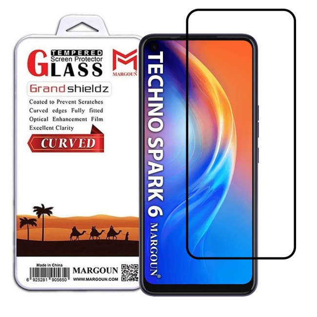 Tecno Spark 6 Full Glue 3D Tempered Glass Screen Protector Grand Shieldz Margoun – Black Edge