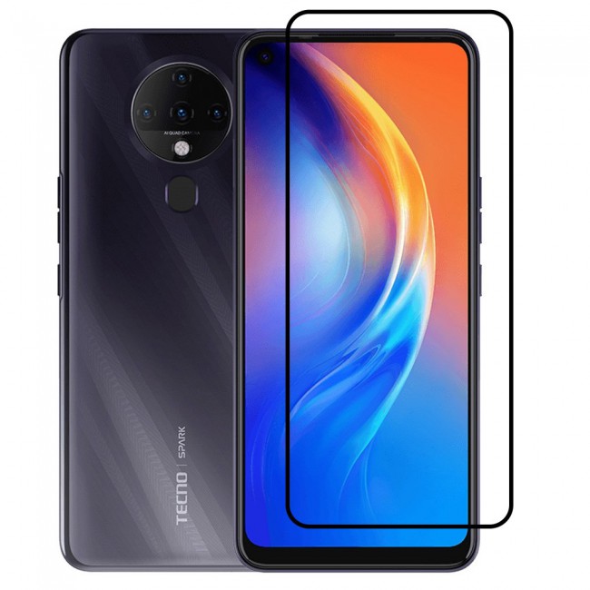 Tecno Spark 6 Full Glue 3D Tempered Glass Screen Protector Grand Shieldz Margoun – Black Edge