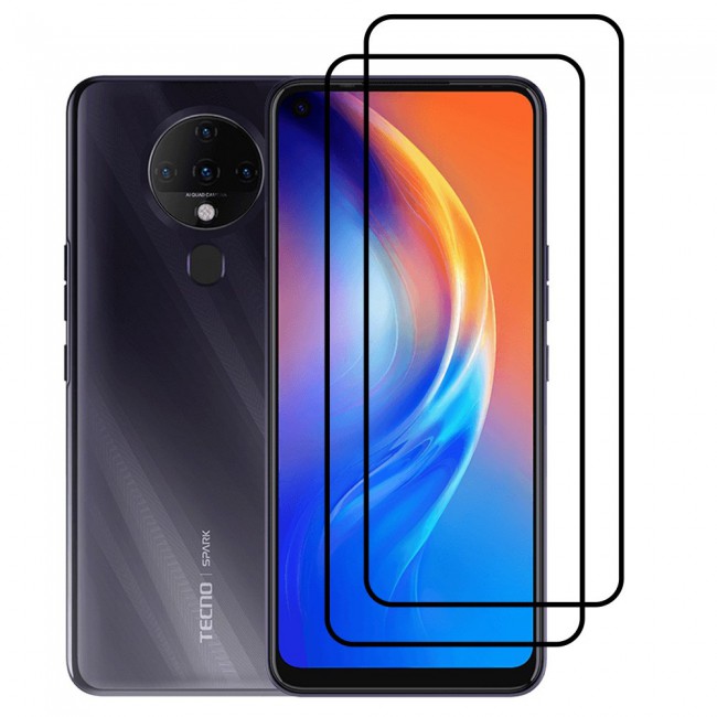 Tecno Spark 6 2Pack Full Glue 3D Tempered Glass Screen Protector Super Shieldz Margoun – Black Edge