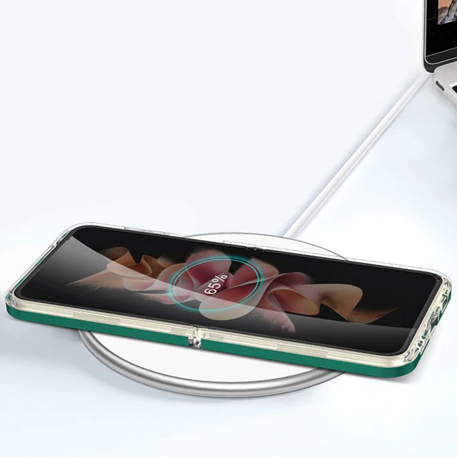 Transparent Hard PC Case Cover for Samsung Galaxy Z Flip 3 by Margoun – Green Edge