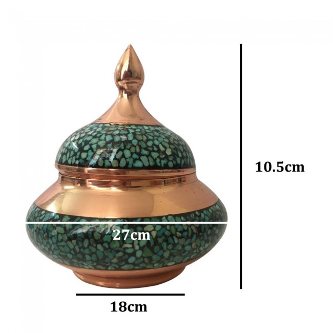 Margoun 7Pcs Turquoise Inlaid Persian Artwork - Candle Stand Plate and Candy Bowls