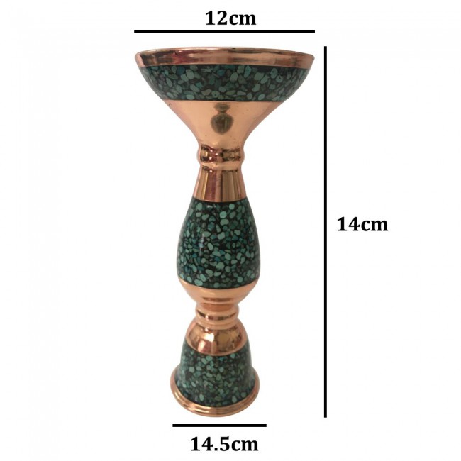 Margoun 7Pcs Turquoise Inlaid Persian Artwork - Candle Stand Plate and Candy Bowls
