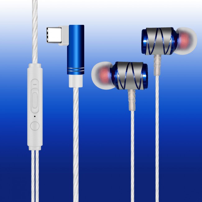 Type-C In-Ear Wired Headphones Blue-Margoun
