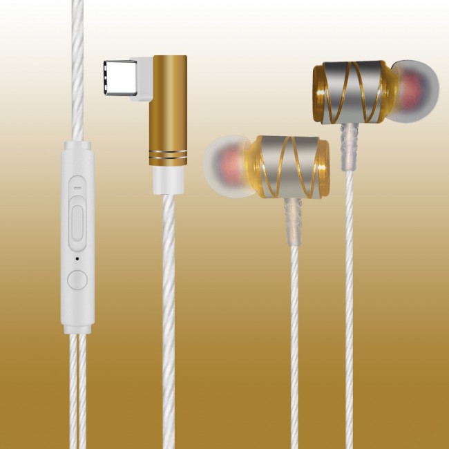 Type-C In-Ear Wired Headphones Gold-Margoun